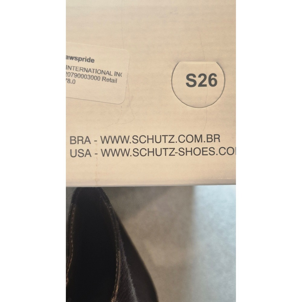 Schutz Brown Calf Hair Leather Ankle Boots Pointed Toe Block Heel Size 8.5B NWT - Picture 13 of 14